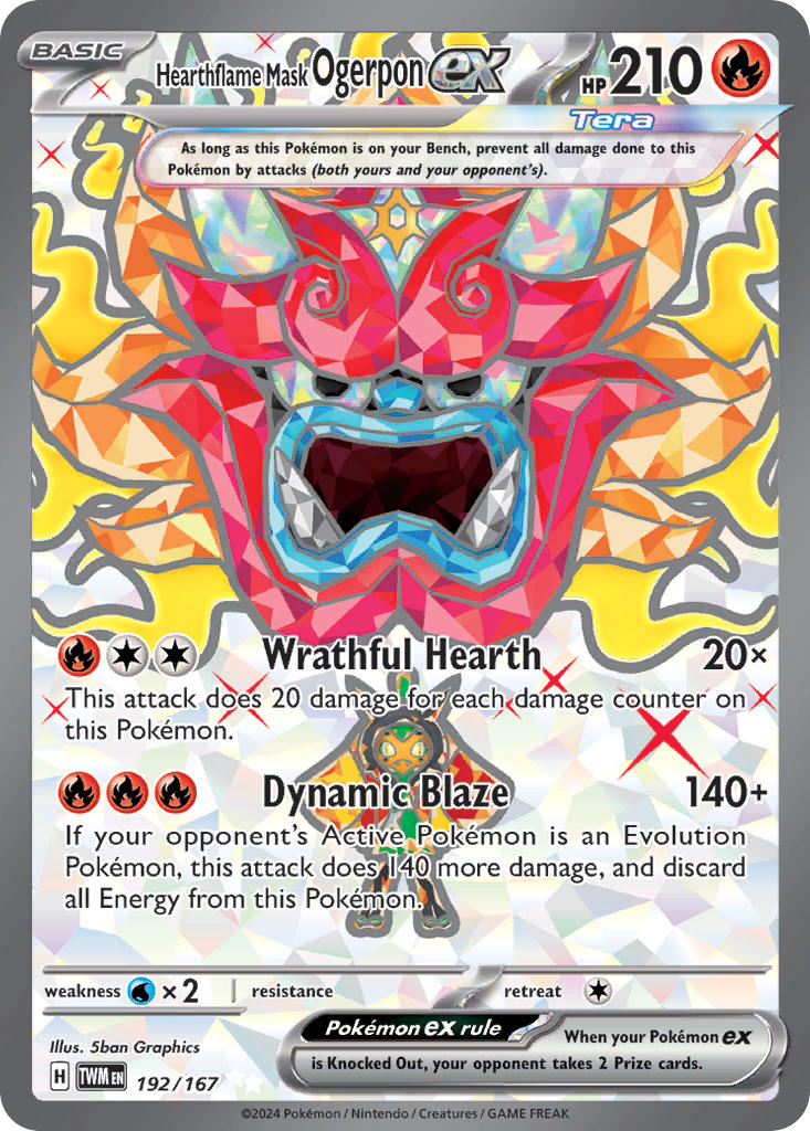 (192/167) Pokemon TCG Twilight Masquerade Single: Hearthflame Mask Ogerpon ex Ultra Rare
