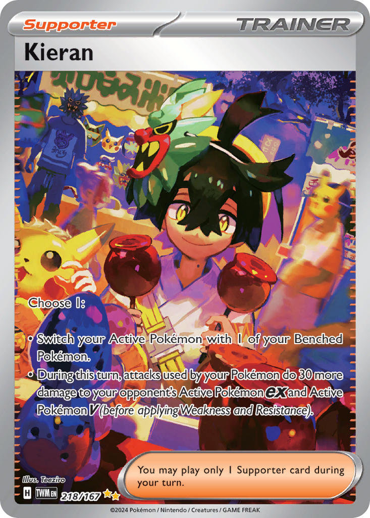 pokemon twilight masquerade rare cards 218/167) Pokemon TCG Twilight Masquerade Single: Kieran Special Illus – Puca Puca Games