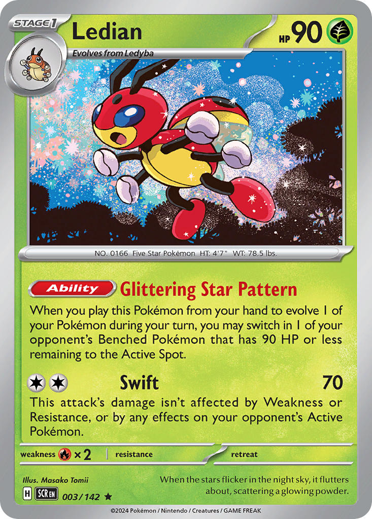 (003/142) Pokemon TCG Stellar Crown Single: Ledian Rare
