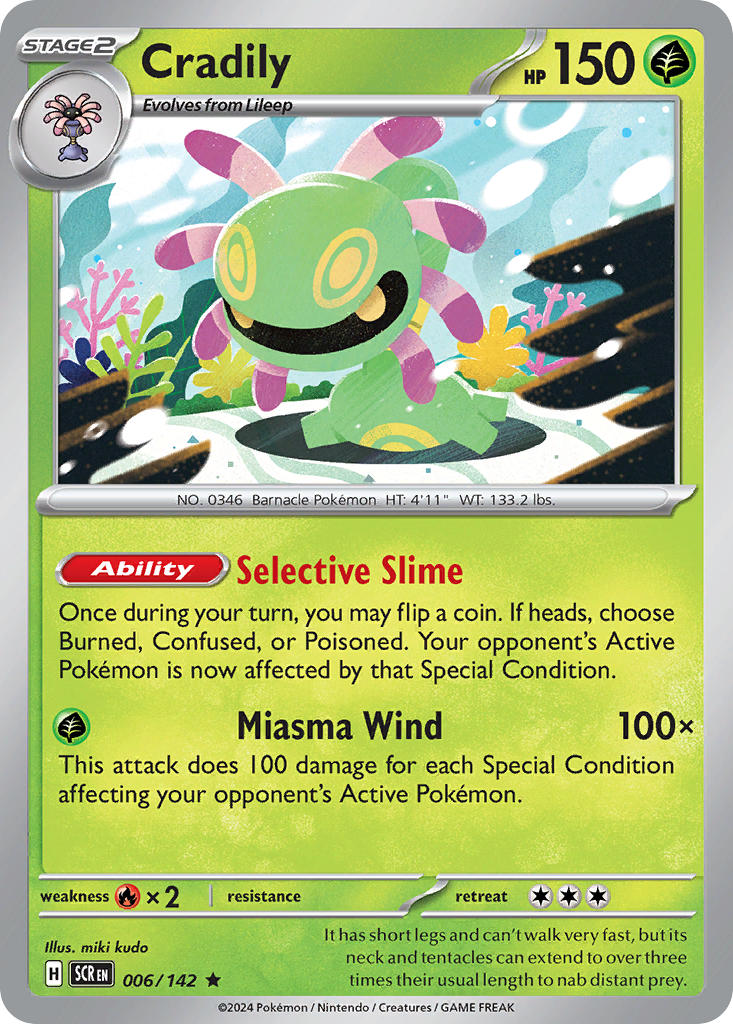 006/142) Pokemon TCG Stellar Crown Single: Cradily Reverse Holo Rare Puca Puca Games 006/142) Pokemon TCG Stellar Crown Single: Cradily Reverse Holo Rare Puca Puca Games
