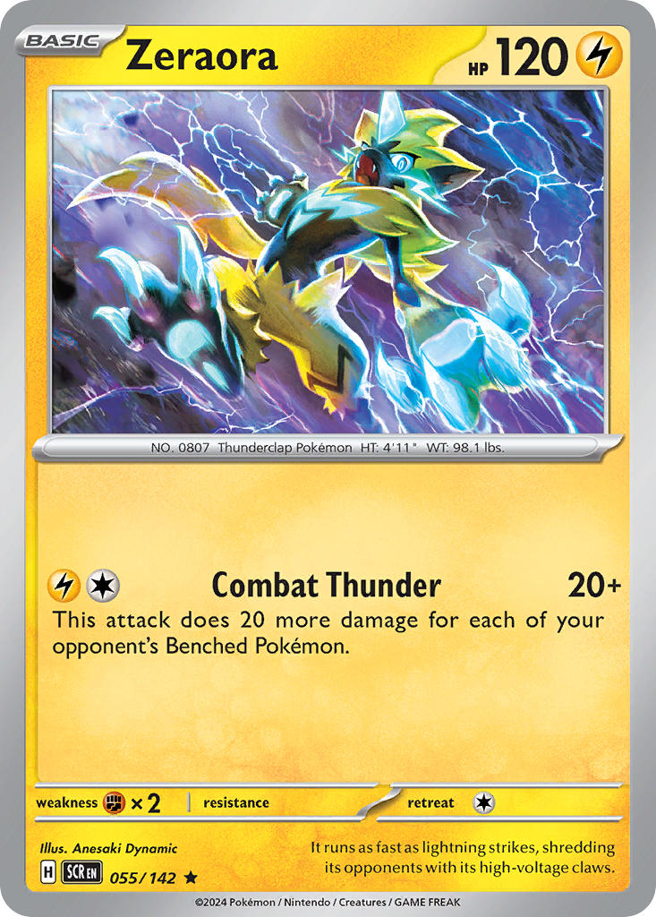 (055/142) Pokemon TCG Stellar Crown Single: Zeraora Reverse Holo Rare