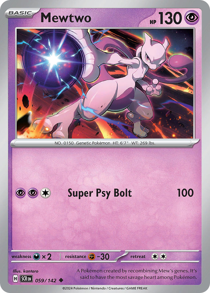 059/142) Pokemon TCG Stellar Crown Single: Mewtwo Reverse Holo Uncomm Puca Puca Games 059/142) Pokemon TCG Stellar Crown Single: Mewtwo Reverse Holo Uncomm Puca Puca Games