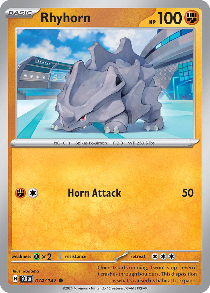 (074/142) Pokemon TCG Stellar Crown Single: Rhyhorn Reverse Holo Common