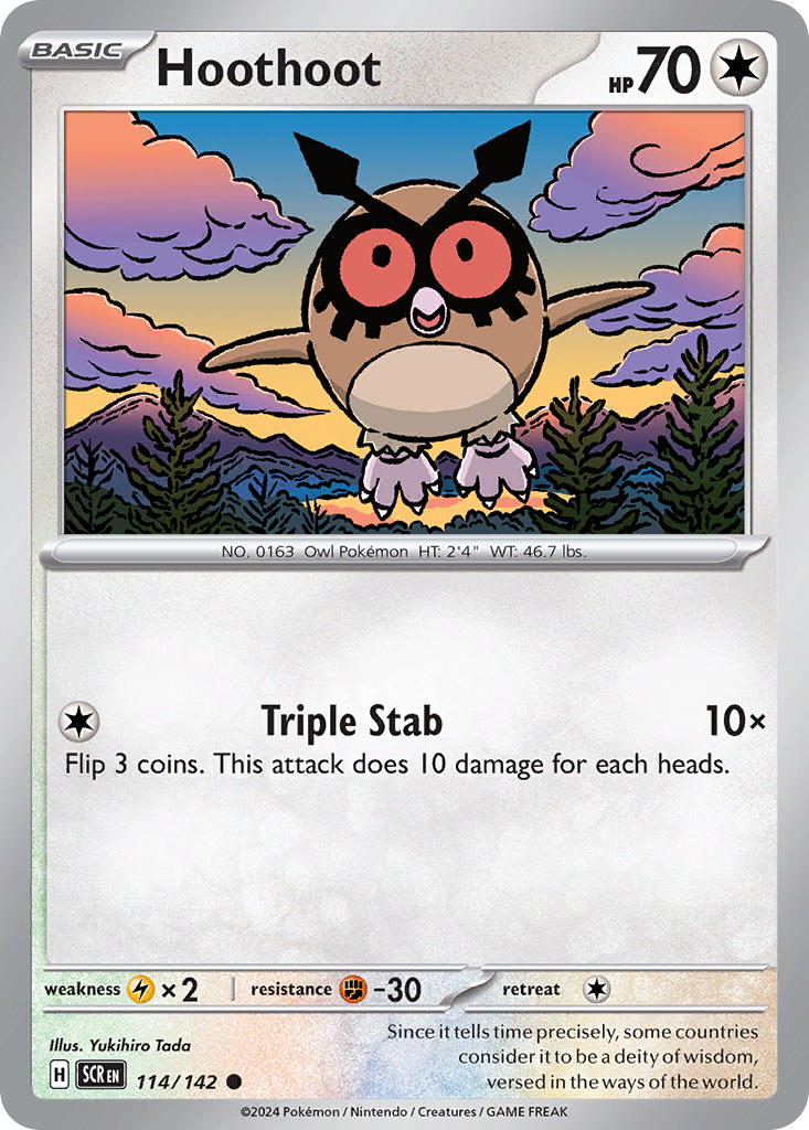 (114/142) Pokemon TCG Stellar Crown Single: Hoothoot Common