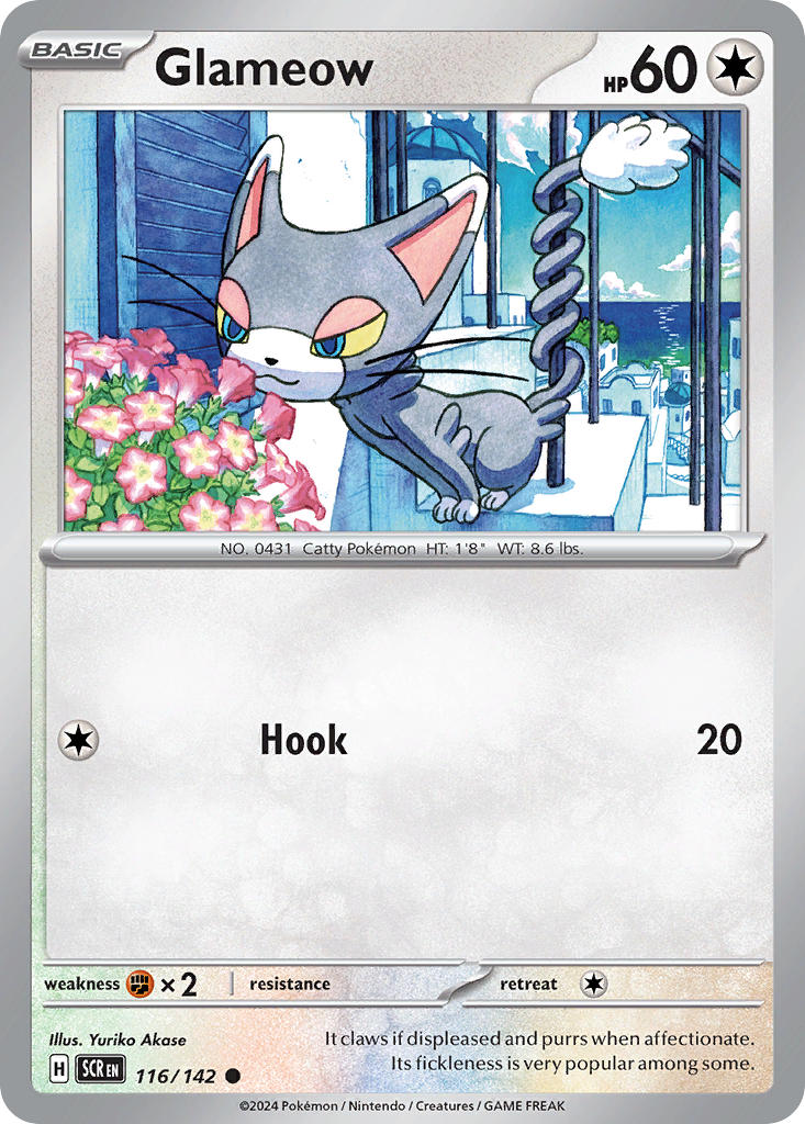 (116/142) Pokemon TCG Stellar Crown Single: Glameow Common