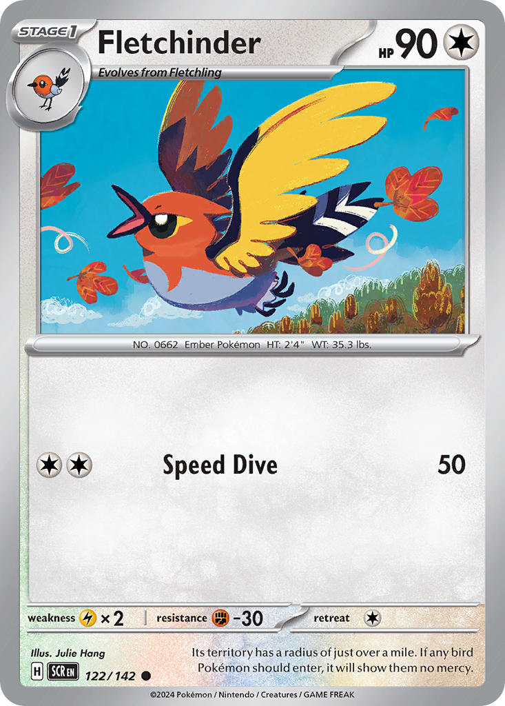 (122/142) Pokemon TCG Stellar Crown Single: Fletchinder Common
