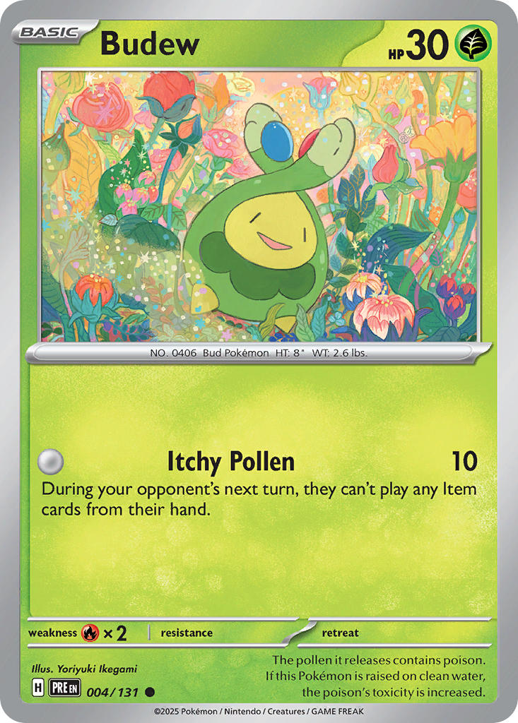 (004/131) Pokemon TCG Prismatic Evolutions Single: Budew Reverse Holo Common