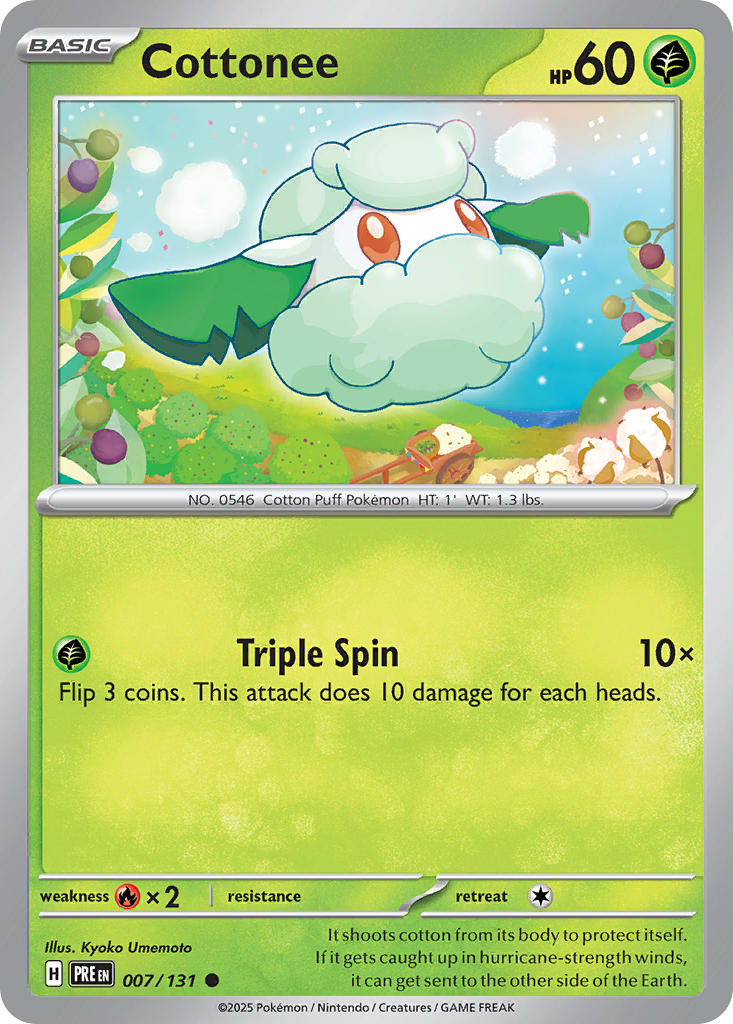 (007/131) Pokemon TCG Prismatic Evolutions Single: Cottonee Reverse Holo Common