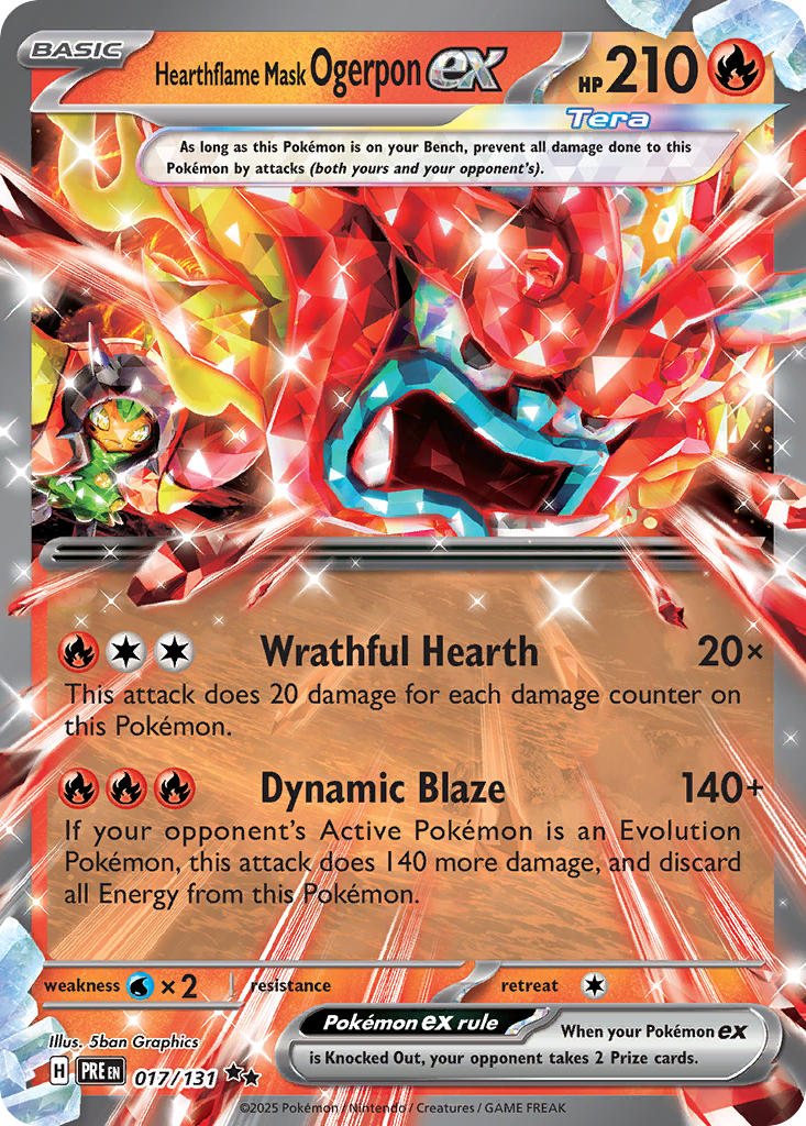 (017/131) Pokemon TCG Prismatic Evolutions Single: Hearthflame Mask Ogerpon ex Double Rare
