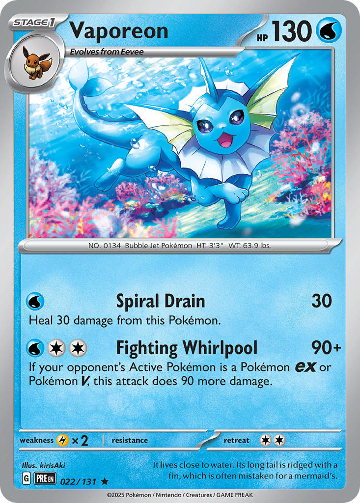 (022/131) Pokemon TCG Prismatic Evolutions: Additionals Single: Vaporeon Rare (Master Ball)