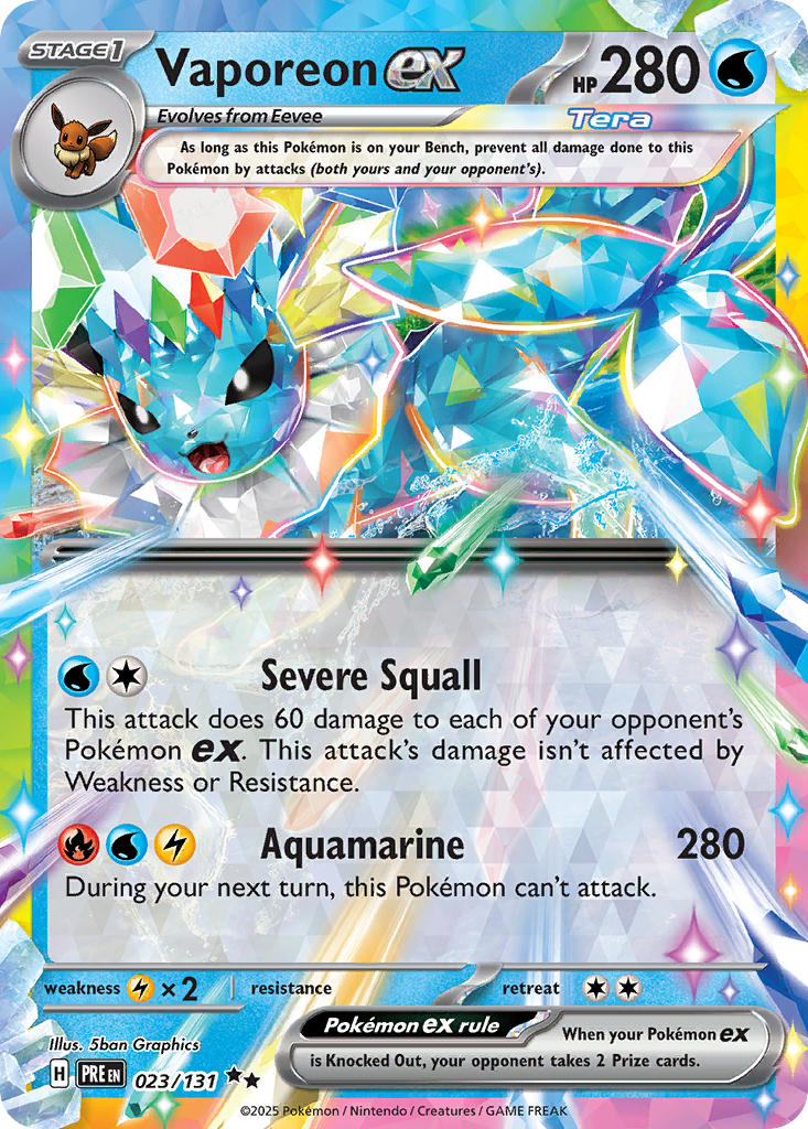 (023/131) Pokemon TCG Prismatic Evolutions: Additionals Single: Vaporeon ex Promo (Surprise Box Stamped Promo)