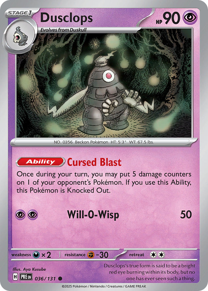(036/131) Pokemon TCG Prismatic Evolutions: Additionals Single: Dusclops Common (Poke Ball)