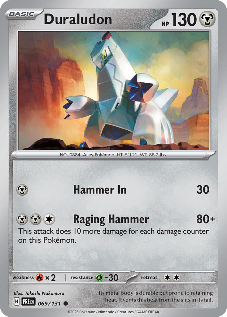 (069/131) Pokemon TCG Prismatic Evolutions Single: Duraludon Reverse Holo Common