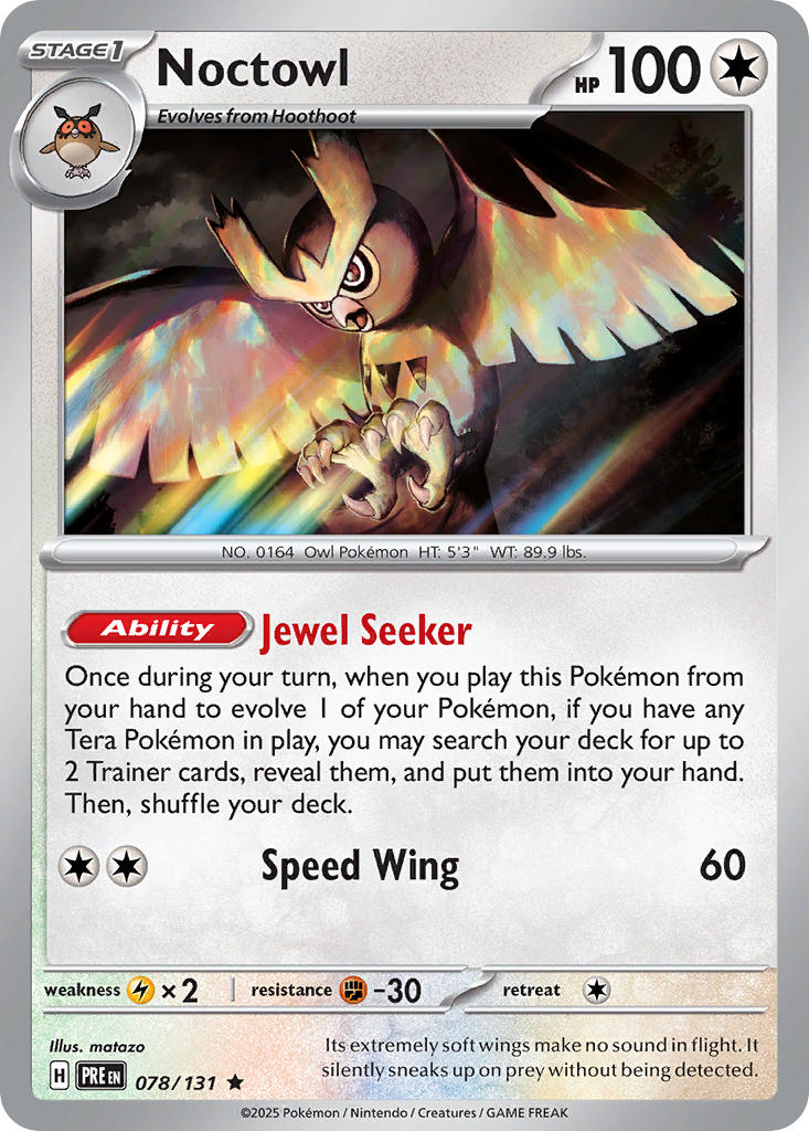 (078/131) Pokemon TCG Prismatic Evolutions: Additionals Single: Noctowl Rare (Master Ball)