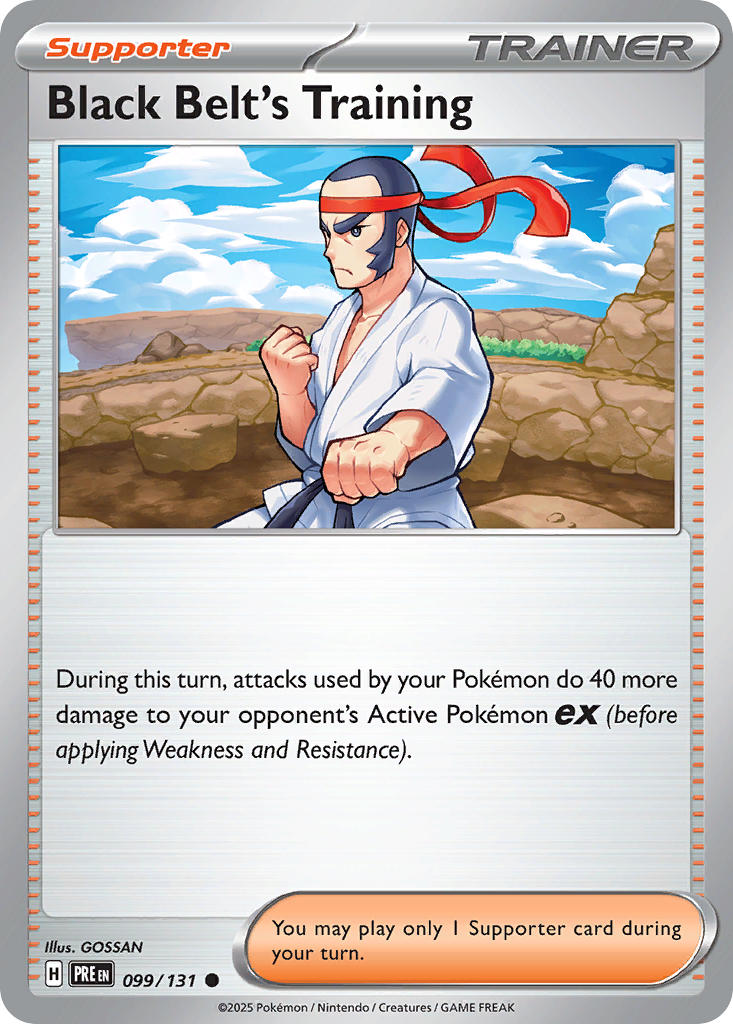(099/131) Pokemon TCG Prismatic Evolutions: Additionals Single: Black Belt's Training Common (Poke Ball)