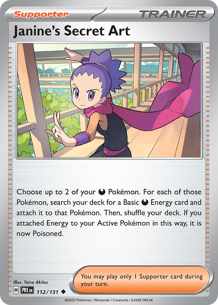(112/131) Pokemon TCG Prismatic Evolutions: Additionals Single: Janine's Secret Art Uncommon (Poke Ball)