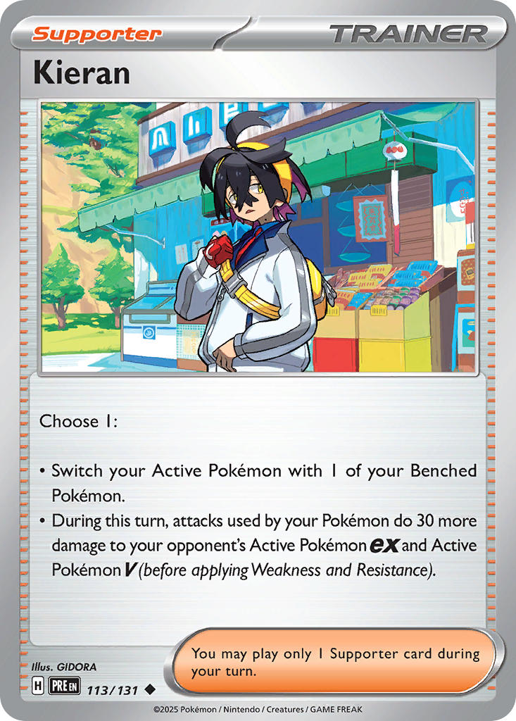 (113/131) Pokemon TCG Prismatic Evolutions: Additionals Single: Kieran Uncommon (Poke Ball)