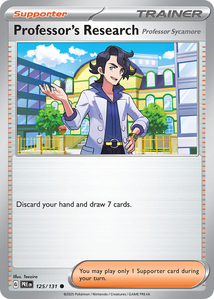 (125/131) Pokemon TCG Prismatic Evolutions: Additionals Single: Professor's Research - Professor Sycamore Common (Poke Ball)