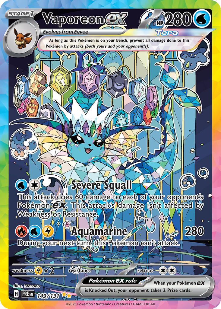 (149/131) Pokemon TCG Prismatic Evolutions Single: Vaporeon ex Special Illustration Rare