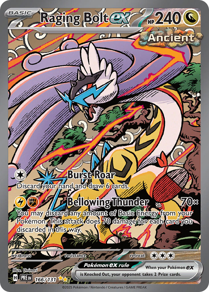 (166/131) Pokemon TCG Prismatic Evolutions Single: Raging Bolt ex Special Illustration Rare