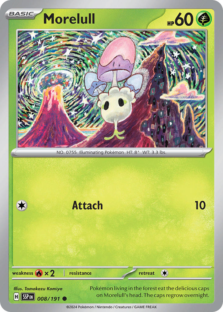 (008/191) Pokemon TCG Surging Sparks Single: Morelull Reverse Holo Common