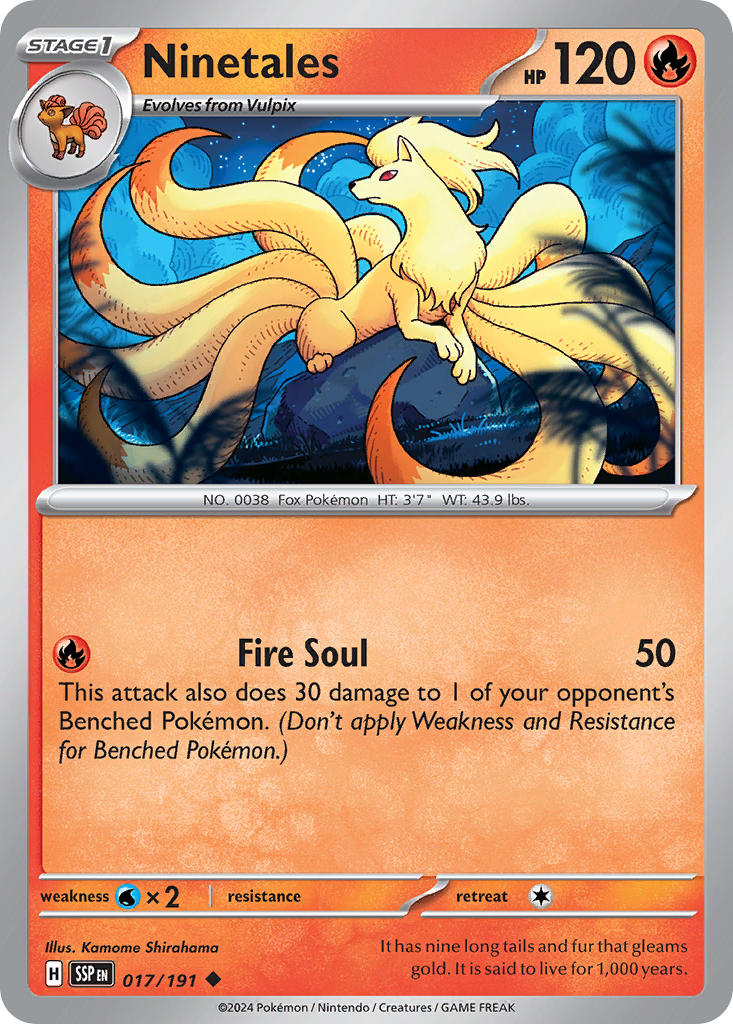 (017/191) Pokemon TCG Surging Sparks Single: Ninetales Reverse Holo Uncommon