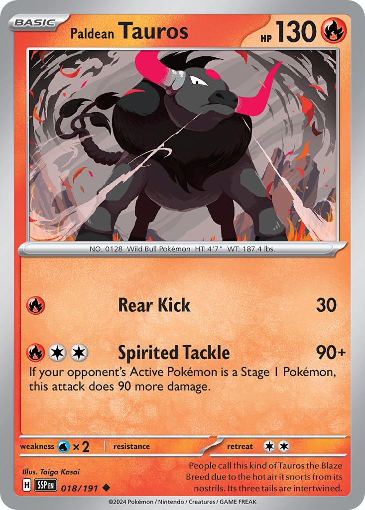 (018/191) Pokemon TCG Surging Sparks Single: Paldean Tauros Uncommon