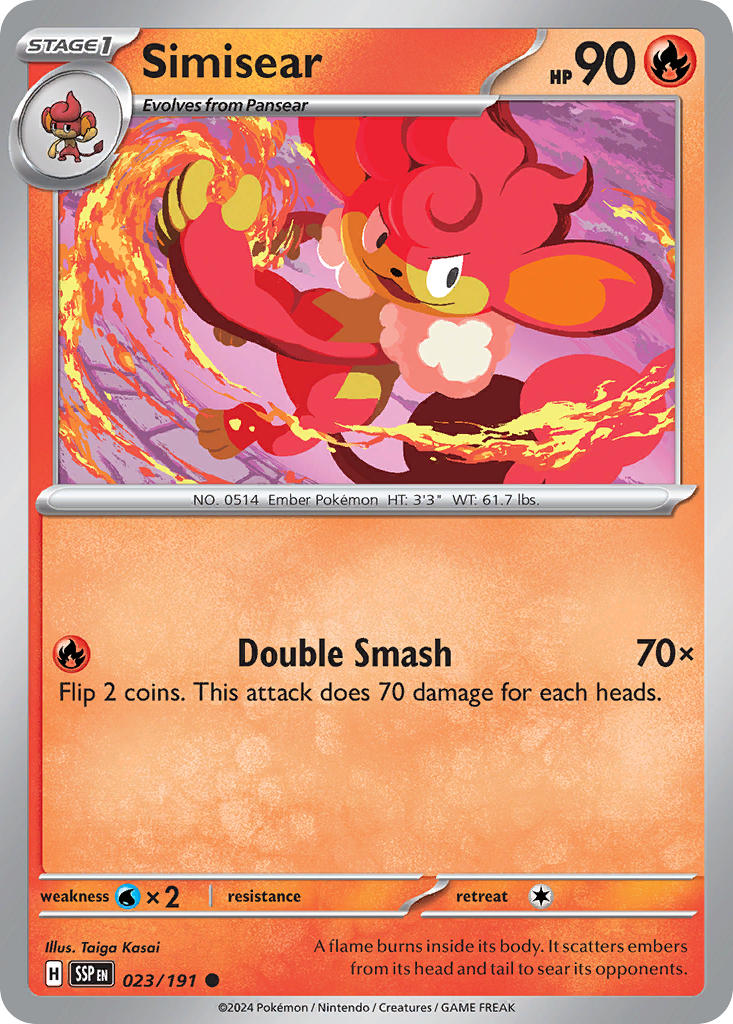 (023/191) Pokemon TCG Surging Sparks Single: Simisear Common