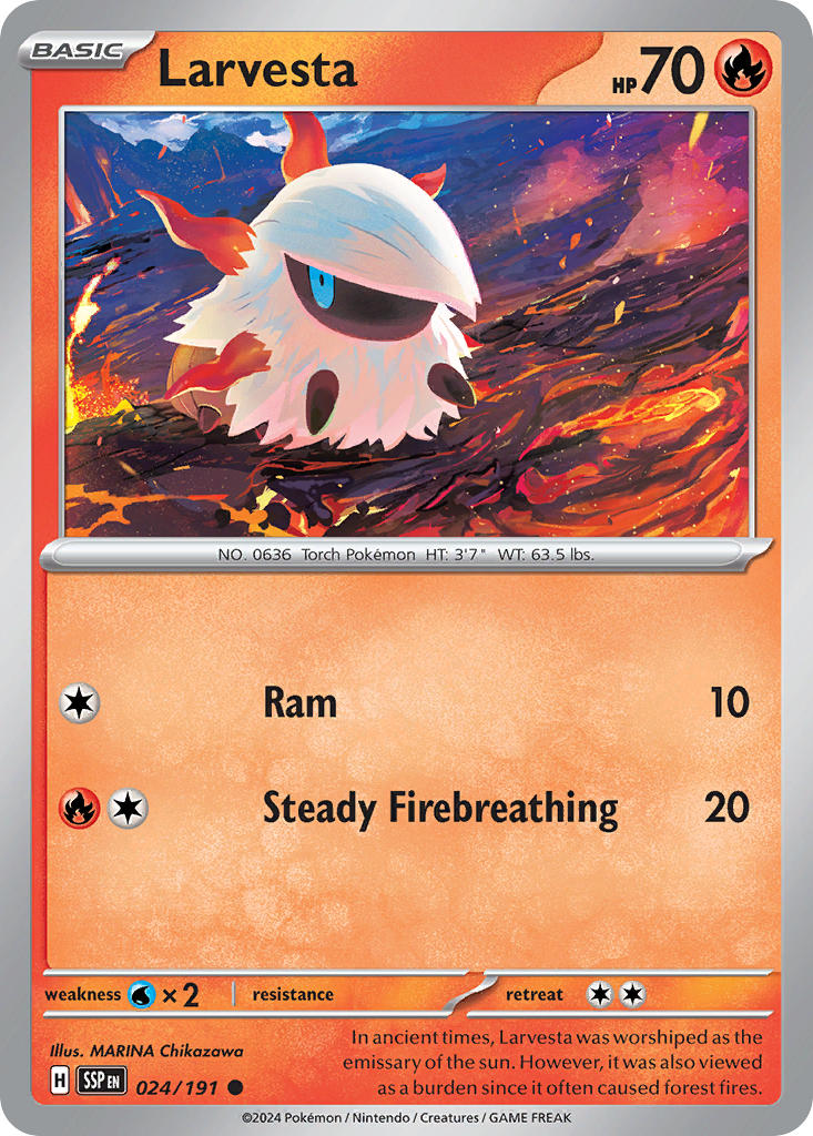 (024/191) Pokemon TCG Surging Sparks Single: Larvesta Common