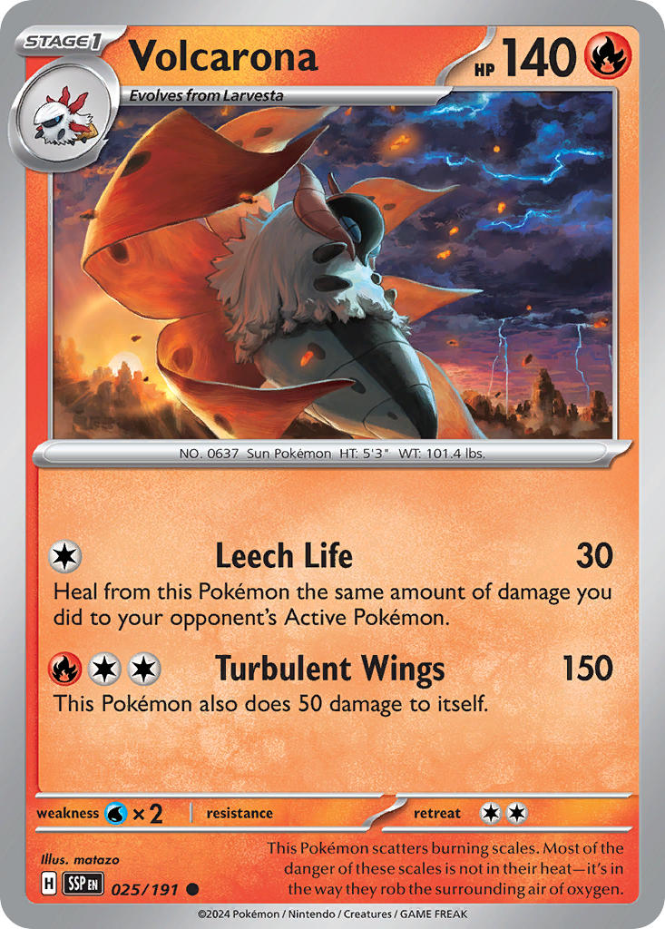 (025/191) Pokemon TCG Surging Sparks Single: Volcarona Common