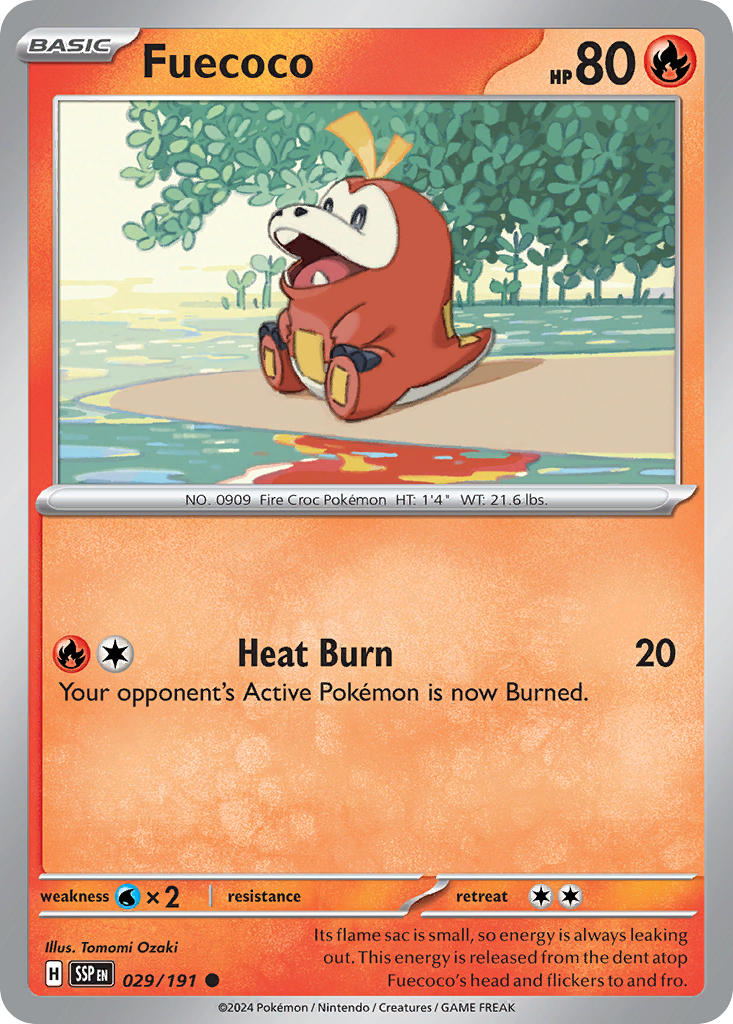 (029/191) Pokemon TCG Surging Sparks Single: Fuecoco Reverse Holo Common