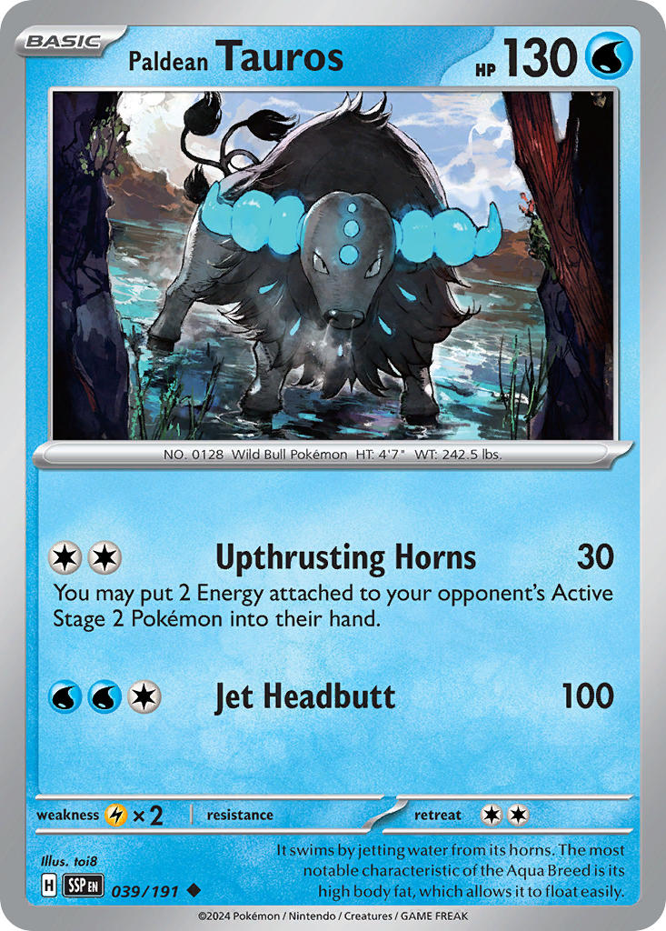 (039/191) Pokemon TCG Surging Sparks Single: Paldean Tauros Uncommon