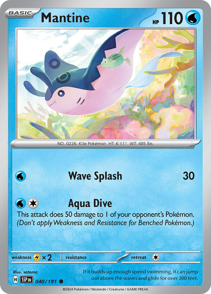 (040/191) Pokemon TCG Surging Sparks Single: Mantine Common