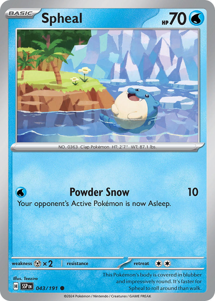 (043/191) Pokemon TCG Surging Sparks Single: Spheal Common