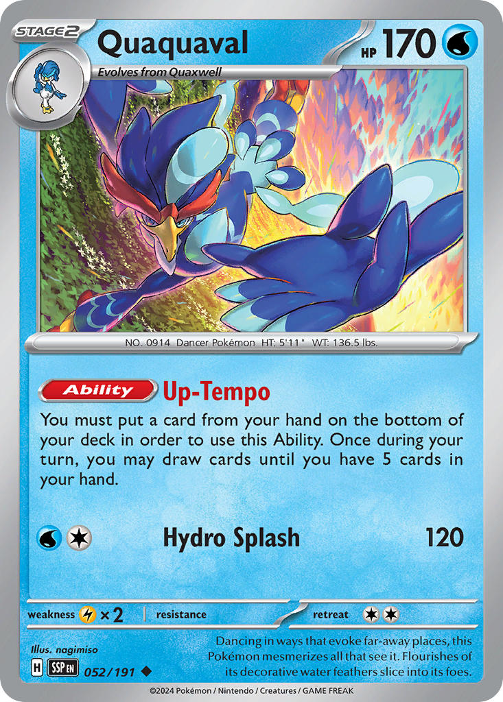 (052/191) Pokemon TCG Surging Sparks Single: Quaquaval Uncommon