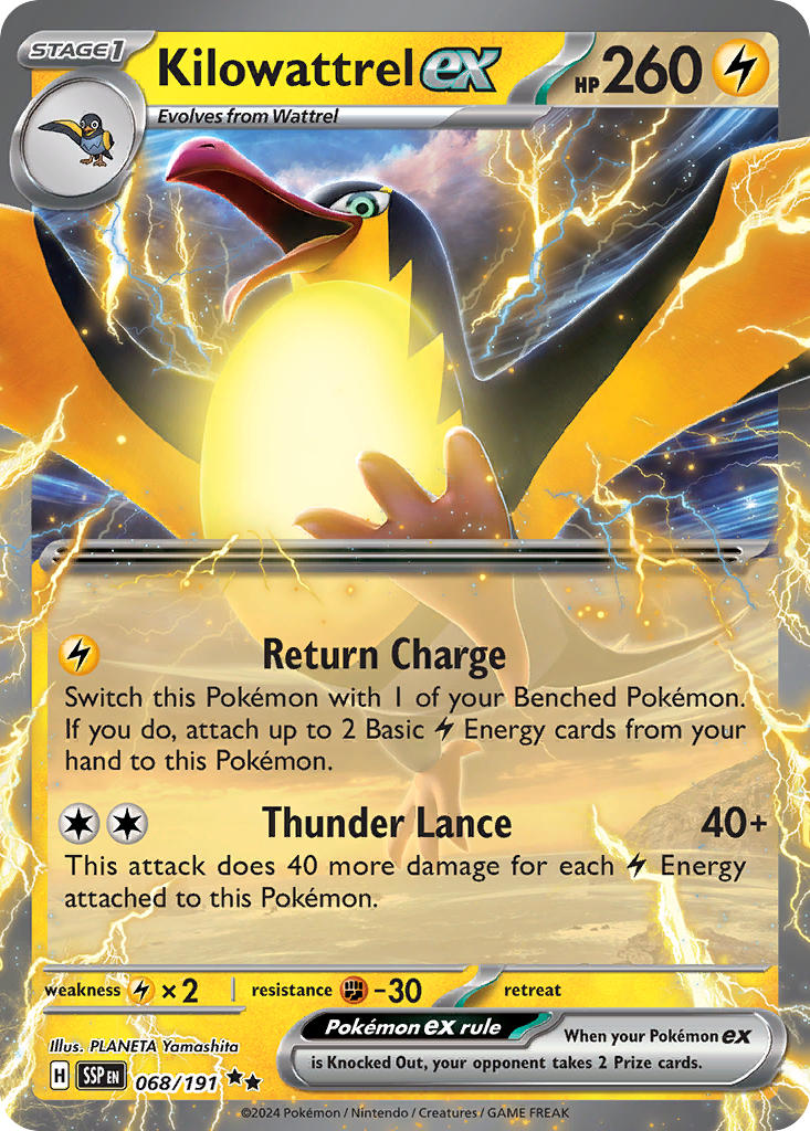 (068/191) Pokemon TCG Surging Sparks Single: Kilowattrel ex Double Rare