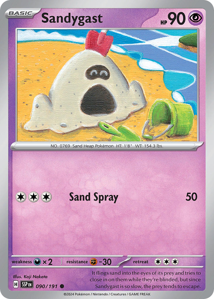 (090/191) Pokemon TCG Surging Sparks Single: Sandygast Common