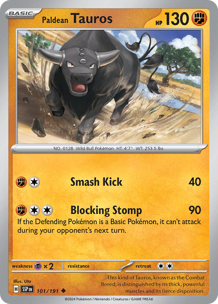 (101/191) Pokemon TCG Surging Sparks Single: Paldean Tauros Uncommon