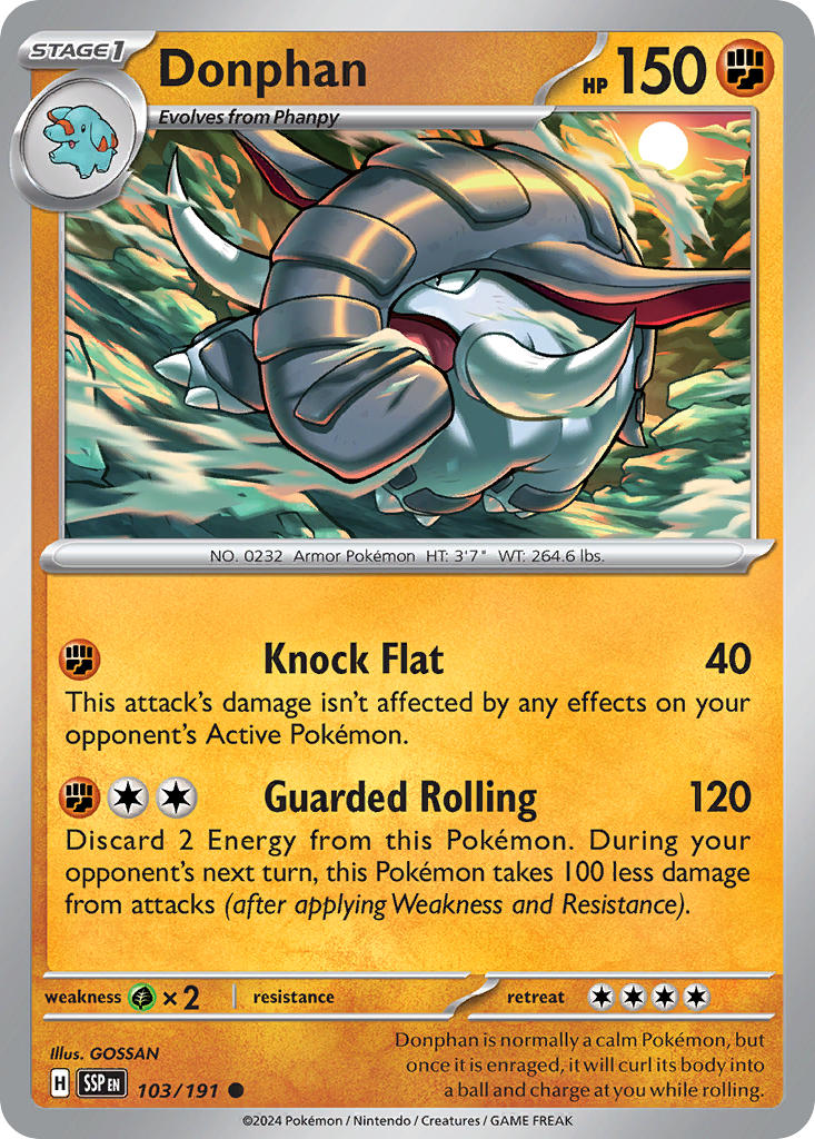 (103/191) Pokemon TCG Surging Sparks Single: Donphan Common
