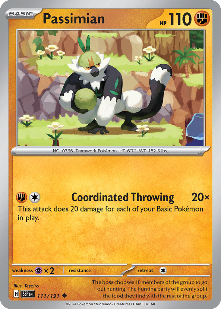 (111/191) Pokemon TCG Surging Sparks Single: Passimian Reverse Holo Uncommon