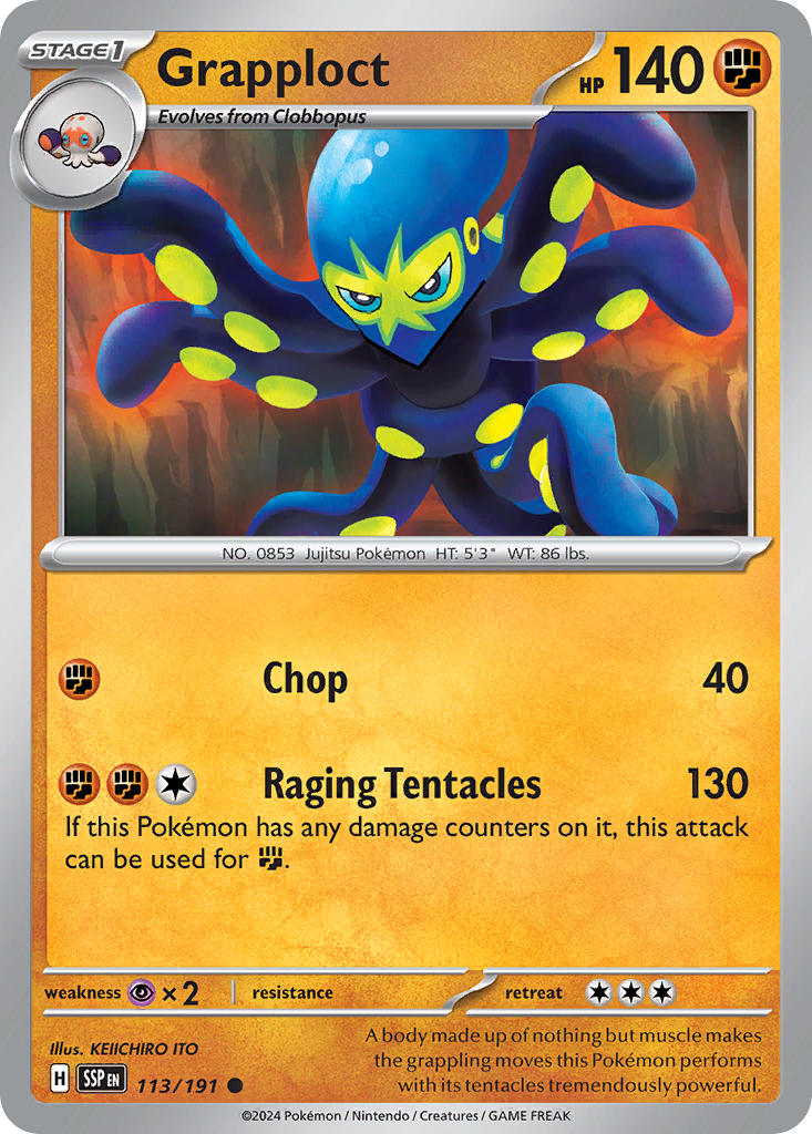 (113/191) Pokemon TCG Surging Sparks Single: Grapploct Common