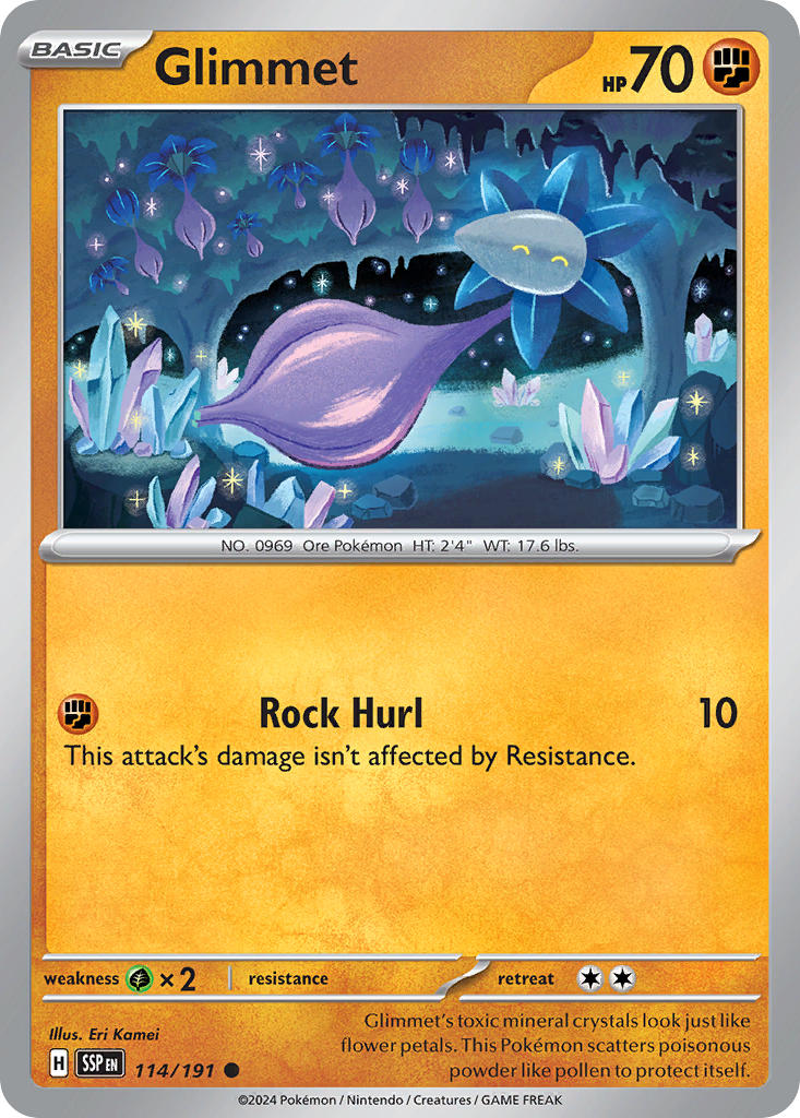 (114/191) Pokemon TCG Surging Sparks Single: Glimmet Common