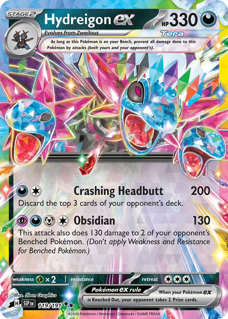 (119/191) Pokemon TCG Surging Sparks Single: Hydreigon ex Double Rare