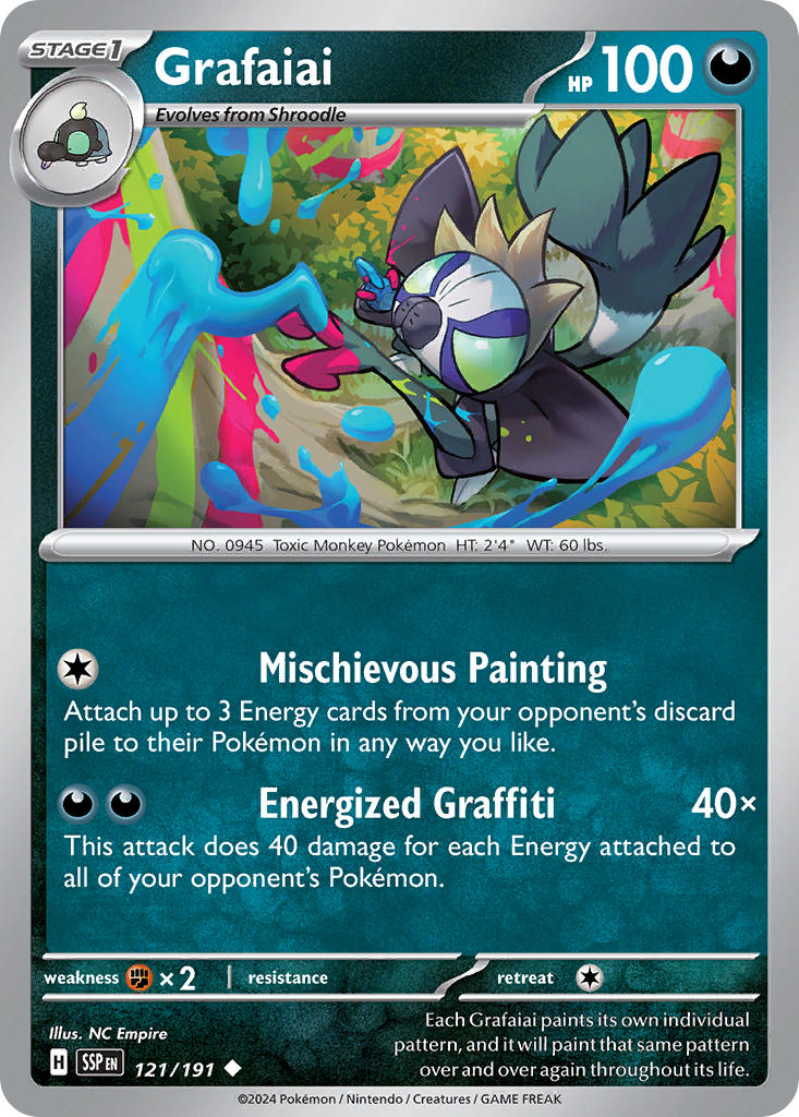 (121/191) Pokemon TCG Surging Sparks Single: Grafaiai Reverse Holo Uncommon