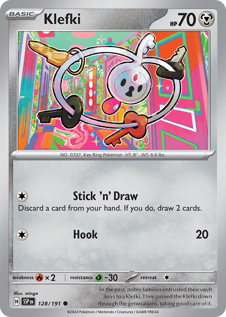 (128/191) Pokemon TCG Surging Sparks Single: Klefki Common