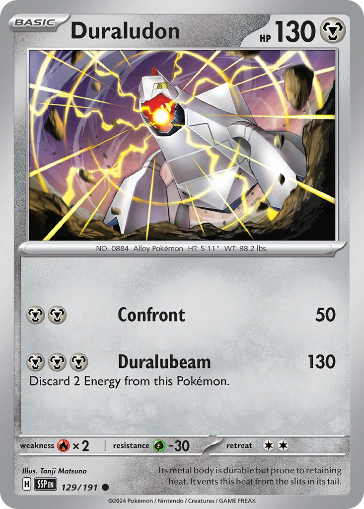 (129/191) Pokemon TCG Surging Sparks Single: Duraludon Common