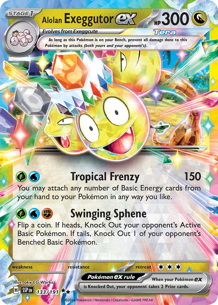 (133/191) Pokemon TCG Surging Sparks Single: Alolan Exeggutor ex Double Rare