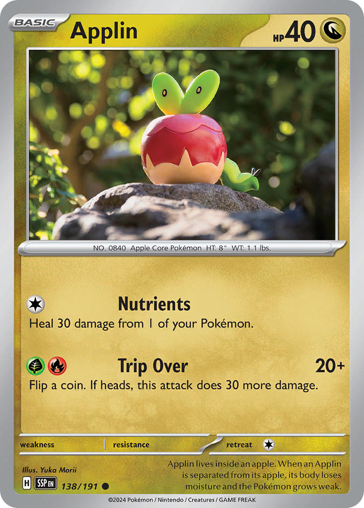 (138/191) Pokemon TCG Surging Sparks Single: Applin Common