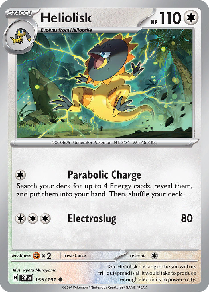 (155/191) Pokemon TCG Surging Sparks Single: Heliolisk Common