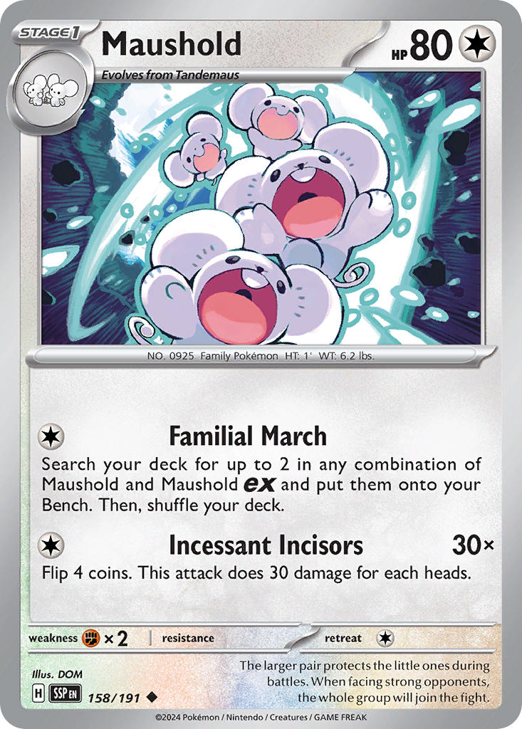 (158/191) Pokemon TCG Surging Sparks Single: Maushold Uncommon